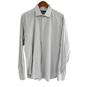 John Varvatos Long Sleeve Slim Fit Button Down Shirt Gray Stripe Size 16.5